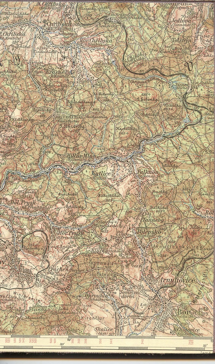 Kytlice - historick mapa Historick mapa s dvojjazynmi mstnmi nzvy -