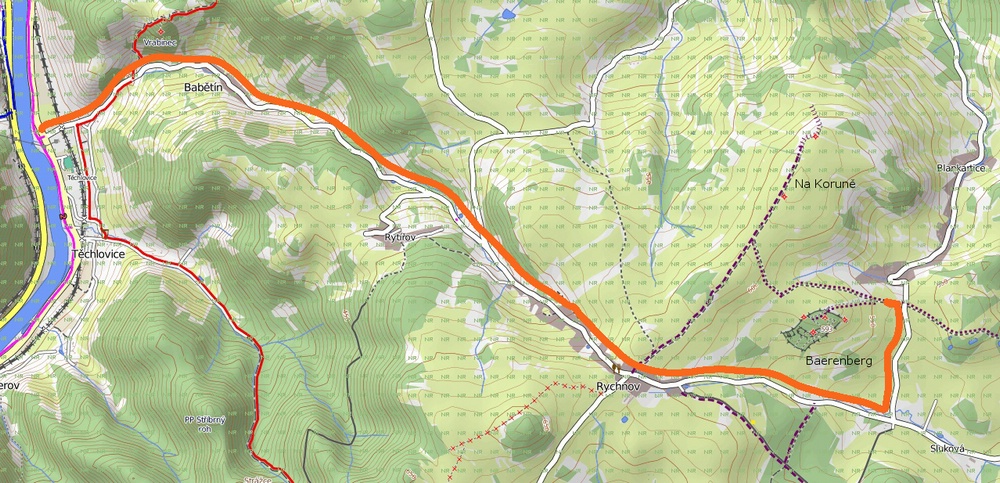 cesta od Vrabince na Star sdlit - arel je pouhch 7km od Labe, pitom ve strategick poloze s dalekmi vhledy. Z velmi blzk hory Na Korun dal vhledy do markvartick kotliny, na Bezdz, do Podkrunoho, do dol Labe, k esk Lp, i do stednch ech.